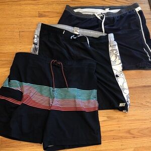 Bundle of 3 Nike, Speedo, George Black Swim Board Shorts, XL